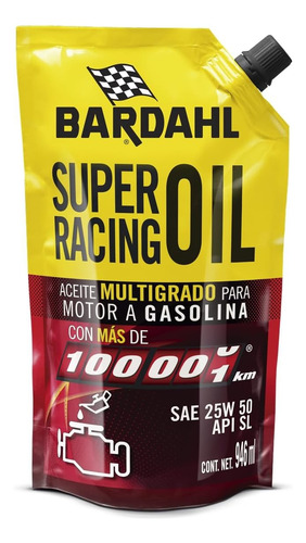 Aceite De Motor Bardahl Sae 25w50 Multigrado Alto Kilometraj
