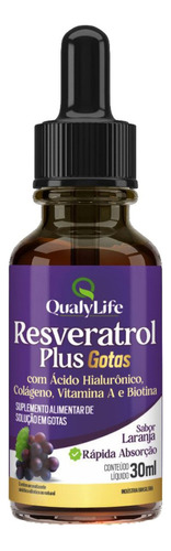 Resveratrol Plus Gotas Sabor Laranja 30ml Qualylife