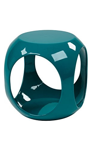 Ave Six Slick High Gloss Durable Cube Accent Table, Azu...