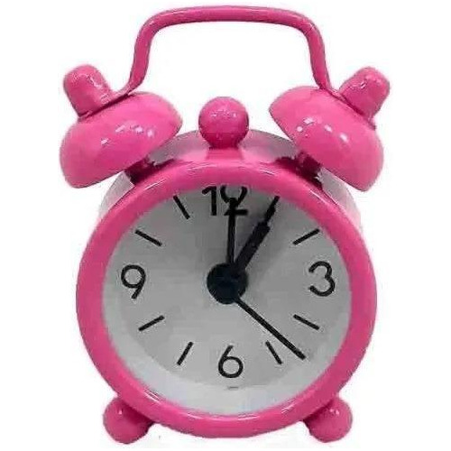 Mini Relógio Despertador 6 Cm Rosa Com Alarme