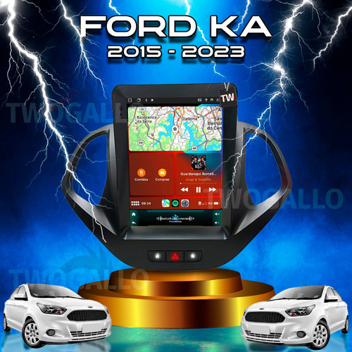 Kit Multimidia Tesla 2+64gb Ford Ka 2015 À 2023 Gps Carplay