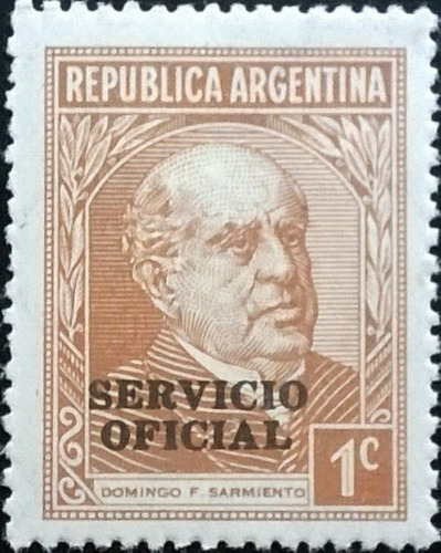 Argentina, Sello Oficial Gj 630 Sarmiento 1c 35 Mint L11396