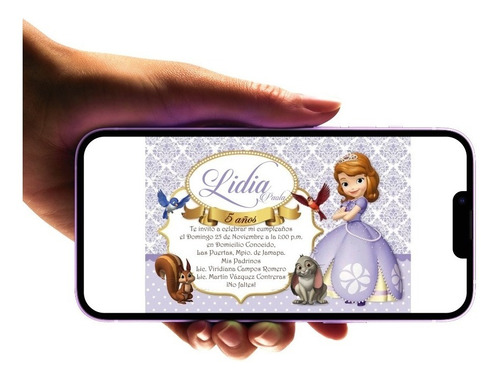 Invitación Digital Princesa Sofía Imprimible Personalizada