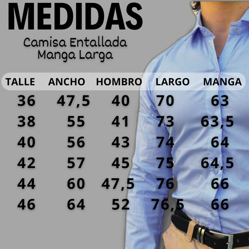 Camisa De Vestir Hombre Elastizada Manga Larga Entallada