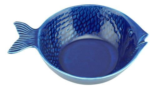 Kit 4 Bowls Bon Gourmet Cerâmica Peixe Ocean Azul 20x14cm