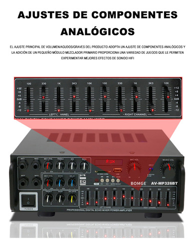Bomge 326 Amplificador De Audio Para Auto Casa Bluetooth Color Negro
