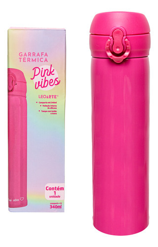 Garrafa Térmica 340ml Escola Lancheira Pink Vibes Leoarte