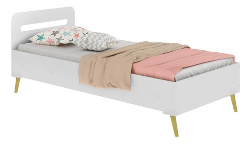 Cama Solteiro Retrô Multimóveis Fg2996brgg Bco/natural