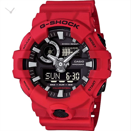 Relogio De Pulso Casio G-shock Ga7004adr Correia Vermelho Bisel Vermelho Fundo Preto