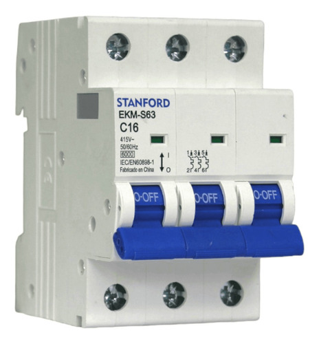 Interruptor Automático 3x16a 6ka Curva C Stanford