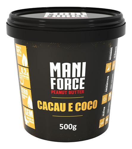 Maniforce Pasta De Amendoim Cacau E Coco 500g Zero Açúcar