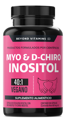 Inositol 40:1 | Myo Y D-chiro Inositol 100% Puro En Cápsulas Beyond Vitamins | Sin Sabor | Suplemento Alimenticio Myo Y D-chiro Inositol Vegano | 180 Cápsulas