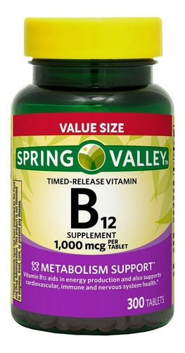 Vitamina B12 1,000mcg (300 Tabletas) Spring Valley