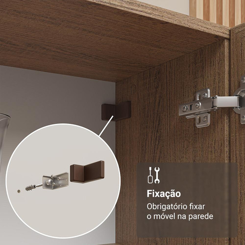 Cristaleira 70 Cm 2 Portas Vidro Com Pés Cônicos Madesa Rm Cor Rustic/Marrom