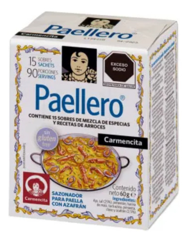 Sazonador Para Paella Carmencita Con Azafrán 60 G