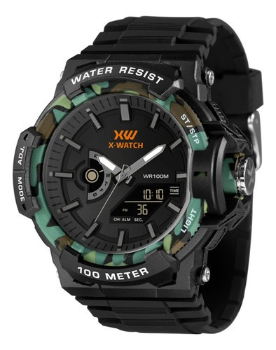 Relógio X-watch Masculino Anadigi Esporte Militar Camuflado