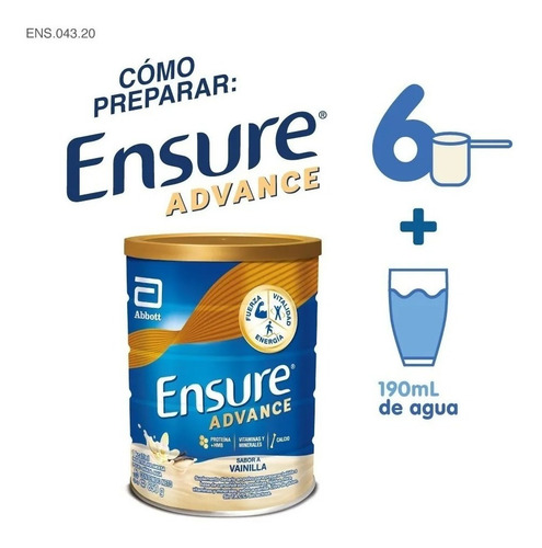 Suplemento en polvo Abbott Ensure Advance carbohidratos sabor vainilla en lata de 850g