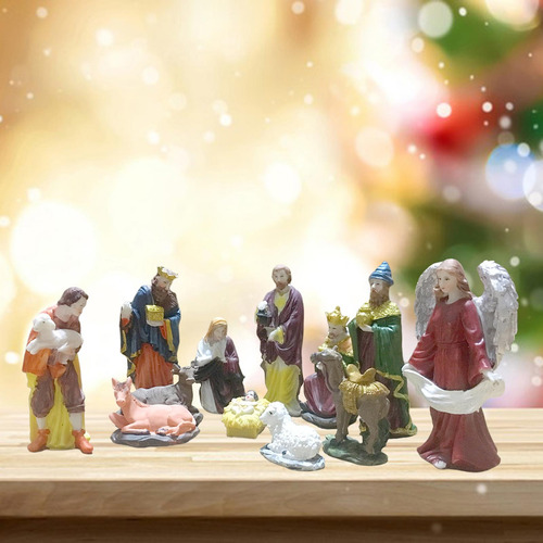 Juego De Pesebre Colorido De 12 Piezas Adornos Escena De