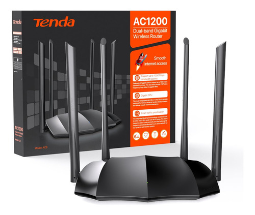 Router Tenda Dual Band Ac1200 Ac8 Gamer Fibra Optica 