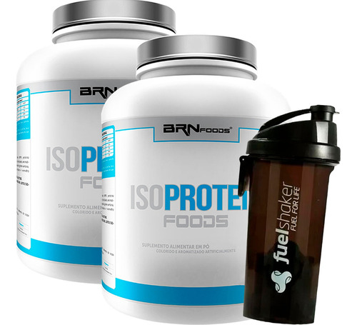 Kit 2x Iso Protein Foods 2kg + Fuel Shaker - Brn Foods. Sabor Chocolate/morango