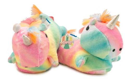 Imagen 2 de 5 de Pantufla Unicornio Peluche Doble Abrigo Nena Niña Artentino