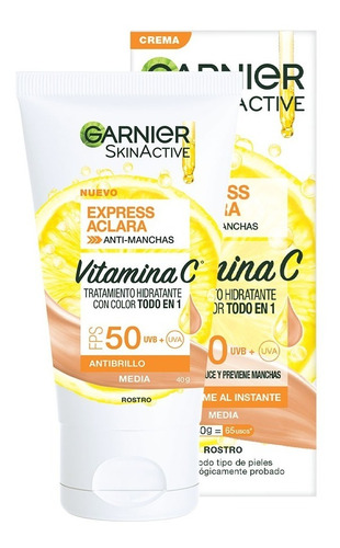 Crema Facial Garnier Express Aclara Fps 50 Vitamina C - 40gr