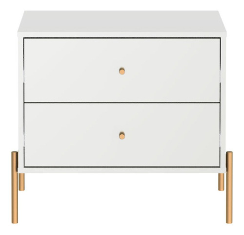 Mesa De Cabeceira Jasper 63 Cm - Off White Fosco C/ Dourado