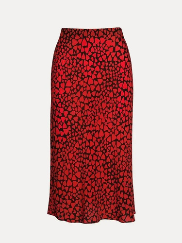 Falda Midi De Cintura Alta Con Estampado Vintage