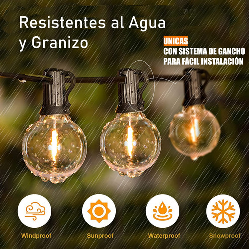 Imagen 5 de 10 de Extension Vintage Led Exteriores Bombillo Plastico G40