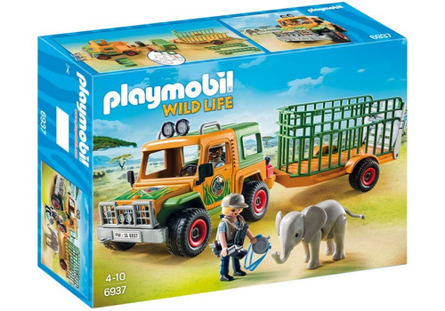 Figura Armable Playmobil Wild Life Camión Con Elefante +3 Cantidad de piezas 20