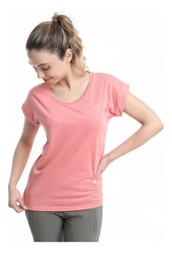 Polera Mujer Kannu Mini Logo Manga Corta Rosado