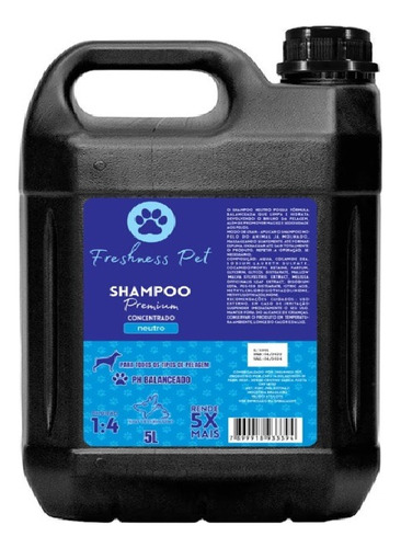 Shampoo Pet Cães E Gatos 5 Litros Concentrado Freshness Pet Fragrância Neutro