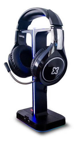 Base Soporte Stand Auriculares Gamer Luces Led Rgb + 2 Usb