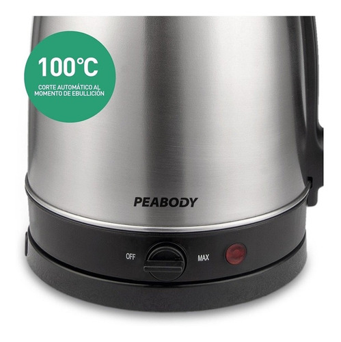 Imagen 5 de 6 de Pava Jarra Electrica Peabody Acero Inoxidable Pe-k1708 1.7 L