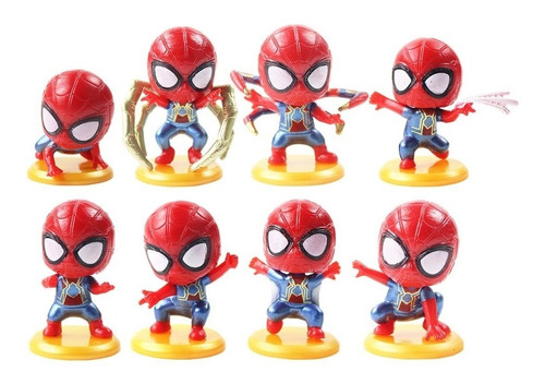 Colección 8 Mini  Figuras 5cm Iron Spiderman 