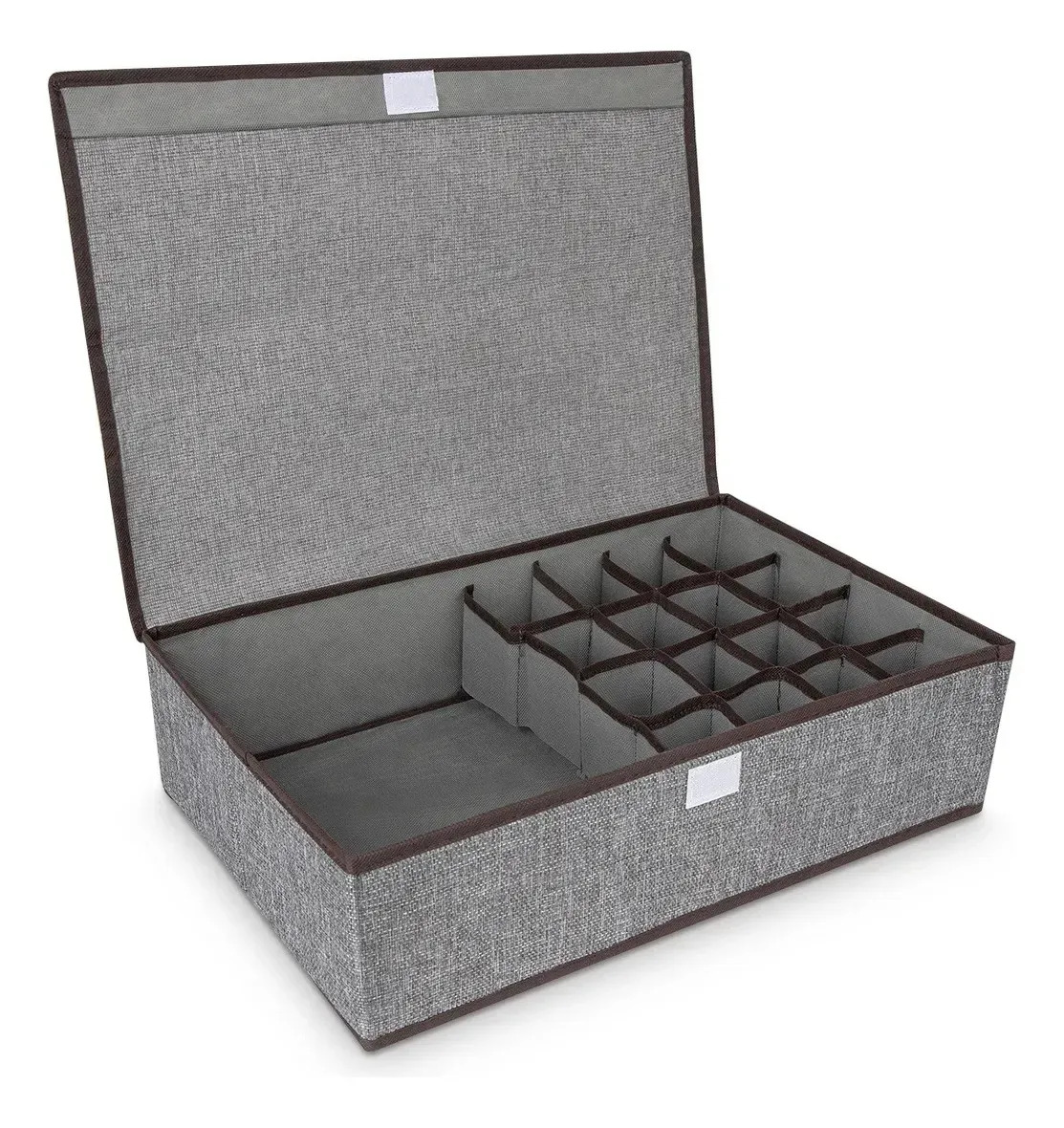 Caja Organizadora Plegable de Tela con 17 Divisiones para Ropa y Accesorios Gris