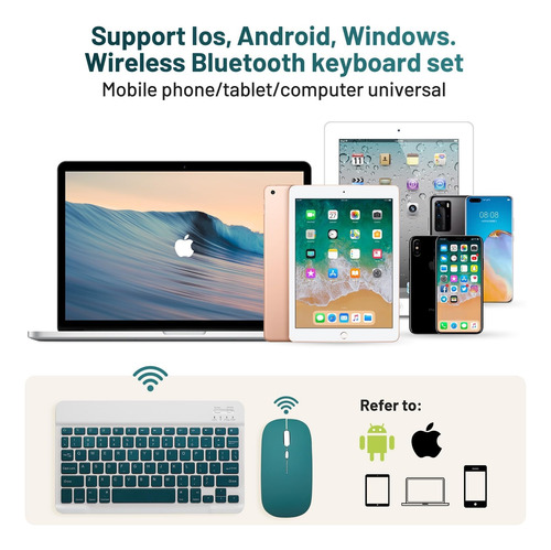 Kit Teclado + Mouse Para iPad Tablet Celular Pc Bluetooth