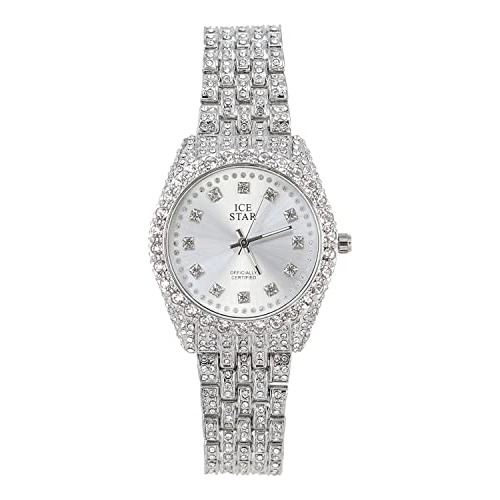 Elegante Reloj Para Mujer De 32 Mm Con Diamantes Helados - E