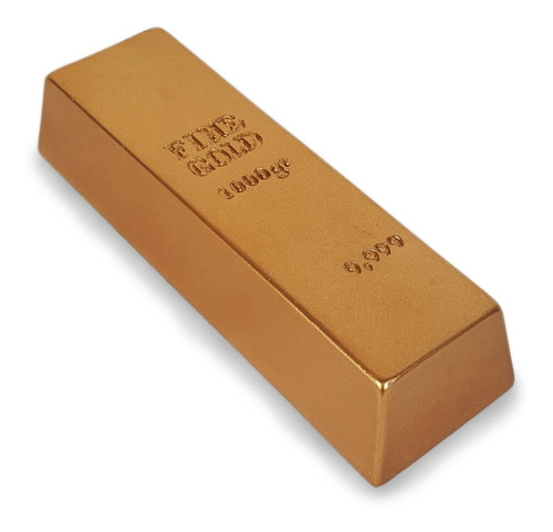 Barra De Ouro Réplica 1kg Dourado Decorativo Enfeite Resina