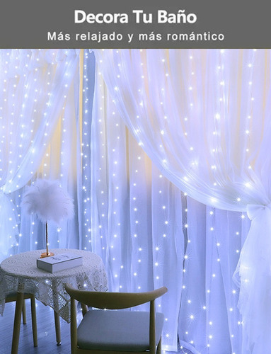 Imagen 5 de 7 de Cortina Led Luces Decorativas 3x3m Navidad Tira Luz Led 2pzs