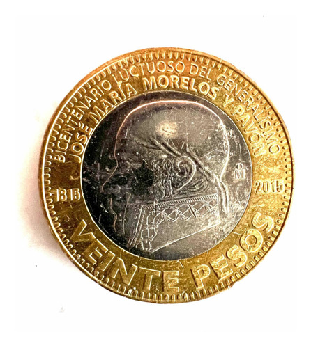 Moneda Veinte Pesos Bicentenario Luctuoso Morelos Colección (Usado)