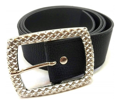 Imagen 6 de 8 de Cinturon Negro Mujer Eco Cuero Hebilla Niquel 39 Mm