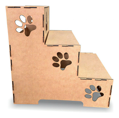 Escada Madeira 3 Degraus Para Pet 45cm Mdf Cachorro E Gato