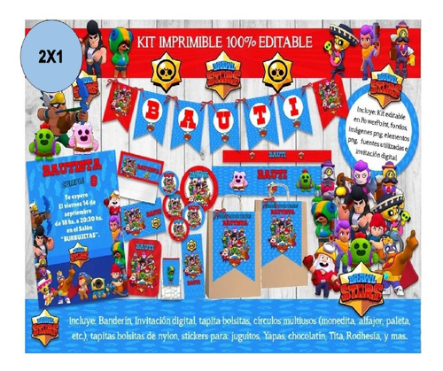 Kit Imprimible Candy Bar Brawl Stars 100 Editable Mercado Libre - kit imprimible para fiestas brawl stars