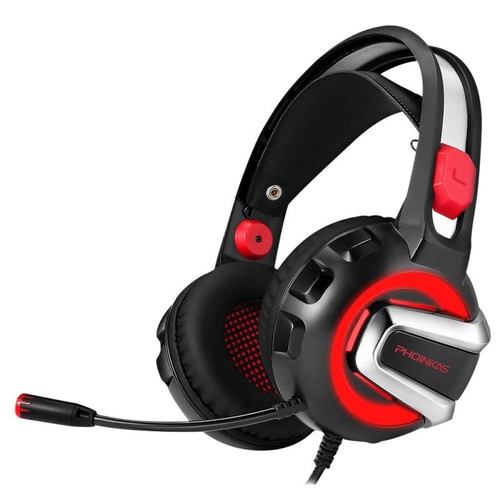Auriculares para videojuegos Phoinikas H4, micrófono negro/rojo