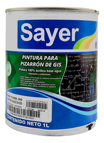 Pintura Para Pizarrón Negro De Gis Sayer Eg-1100 1 Litro