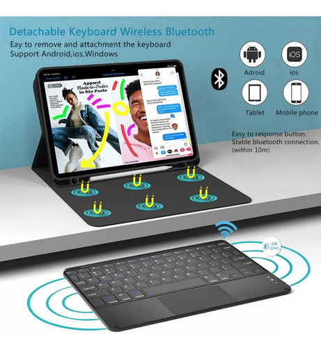 Funda Para Samsung Galaxy Tab S9 Fe 10.9 + Teclado Español Ñ
