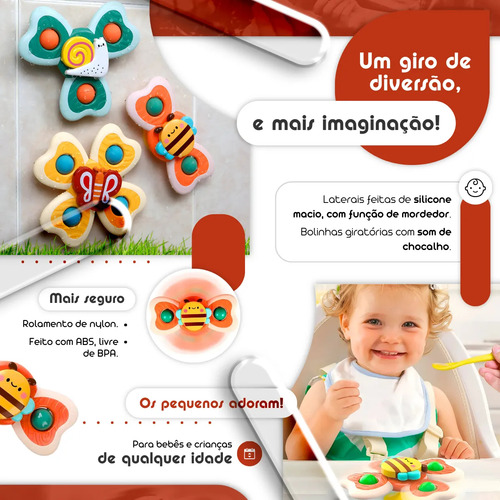 Kit De 3 Juguetes Giratorios Para Bebés Con Ventosa Que Se A