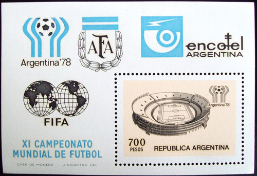 Argentina Fútbol, Bloque Gj Hb 27 Mundial 1978 Mint L5110