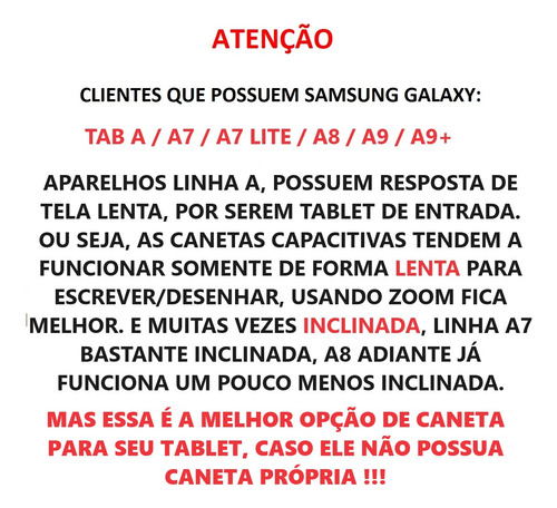 Caneta Touch P/ Tablet Samsung A8 A9+ Redmi Pad iPad iPhone